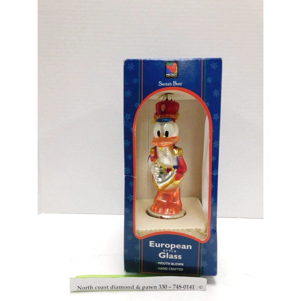 VTG Disney Santa's Best Donald Duck Nutcracker European Glass Ornament DW741